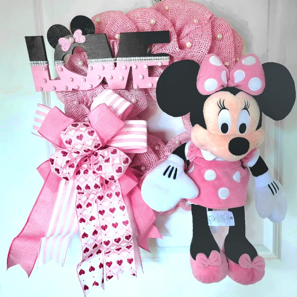 Minnie Mouse Wreath Deco Mesh Bow Genuine Disney Girl Engagement Baby Shower